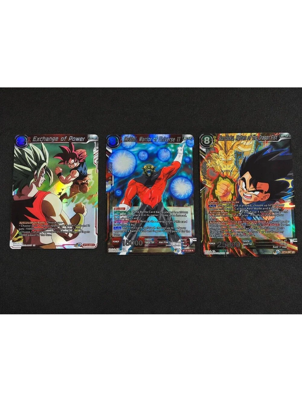 Dragon Ball Z Masters 3x FOIL Card Lot Goku Dragon Fist Exchange Power Kettol